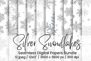 Silver Snowflakes Seamless, an Illustration by Mashimara