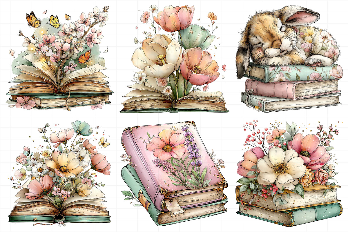 Whimsical Spring Book Clipart, an Illustration by Daily.Designs (Photo 3 of 5)