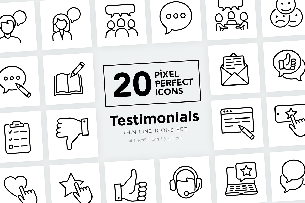 Testimonials 20 Pixel Perfect Icons, an Outline Icon by Alex Blogoodf (Photo 11 of 11)