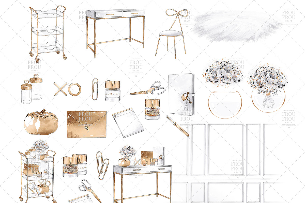 Gold Stationery Girl Boss Clipart, an Illustration by Frou Fou Craft (Photo 7 of 7)