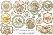Vintage Easter Birds Label Printable, an Illustration by SinaCreation (Thumbnail 1 of 6)