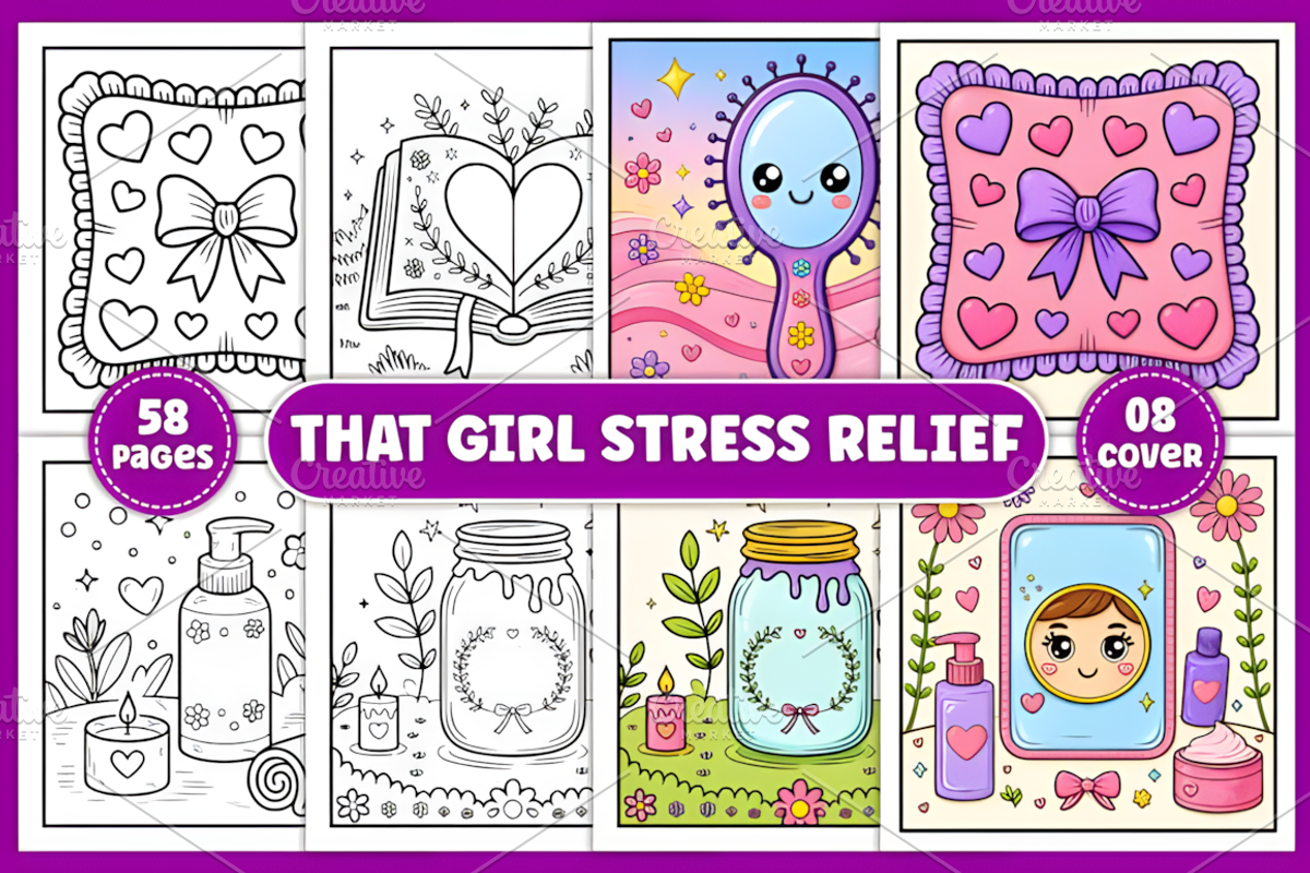 That Girl Stress Relief Coloring, a Decorative Illustration by Coco Bloom (Photo 1 of 4)