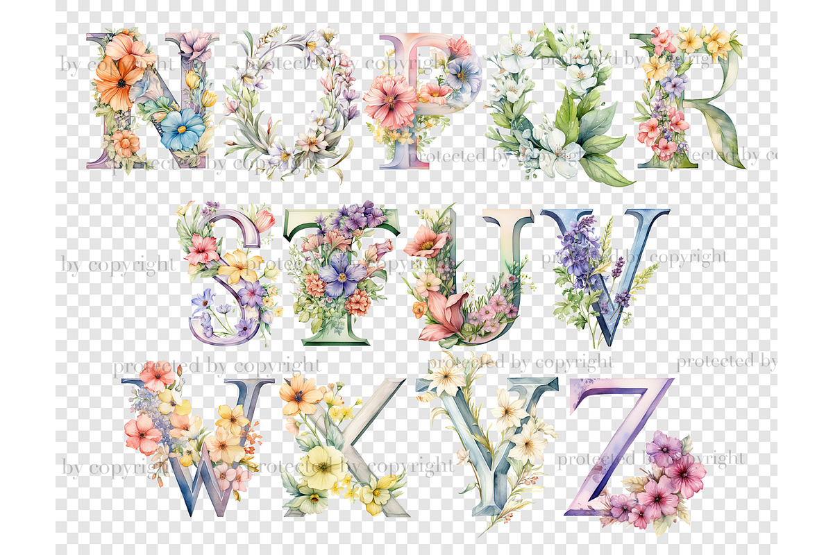Wild Flowers Alphabet | Spring Lette, a Seasonal Illustration by GlamArtZhanna (Photo 6 of 6)
