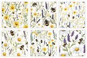 Watercolor Bee With Floral Seamless, a Seasonal Illustration by Daily.Designs (Thumbnail 2 of 3)