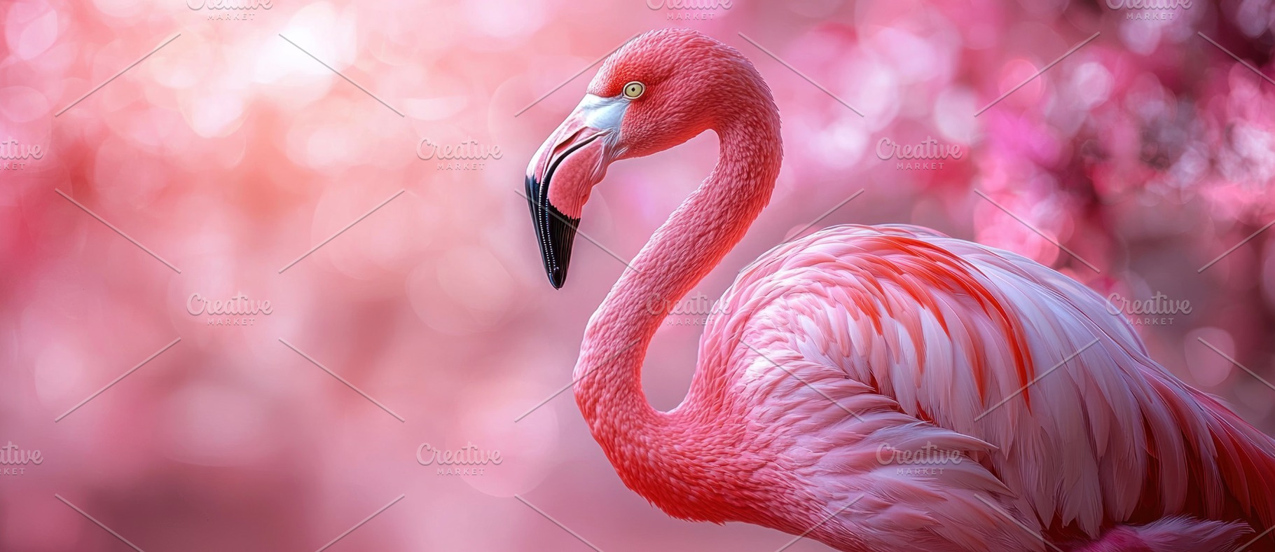 Graceful pink flamingo with soft detailed feathers against a dre, an Animal Photo by José Manuel Gelpi