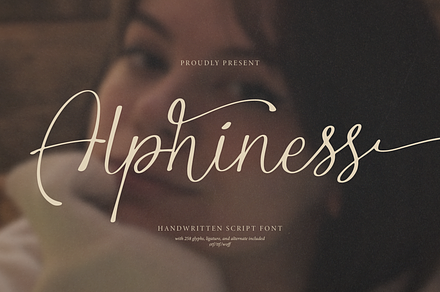 Alphiness | Handwritten Script Font, a Script Font by Denustudios