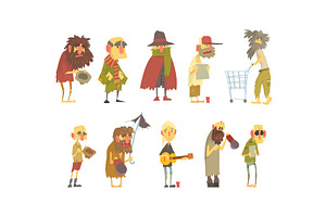 Homeless People Wearing Dirty Torn, a Person Illustration by TopVectors