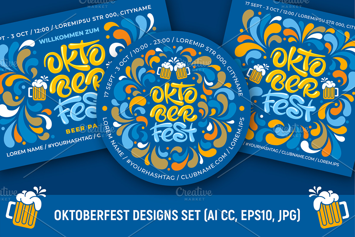 Oktoberfest Festival Designs Set, a Food Illustration by Vector beauty (Photo 1 of 3)