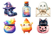 Watercolor Kawaii Halloween Clipart, an Illustration by Daily.Designs (Thumbnail 2 of 5)