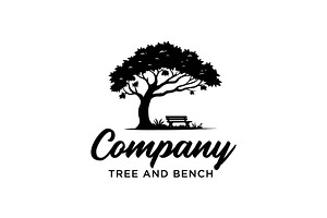 tree and wood bench for park logo, a Branding & Logo Template by funpixel