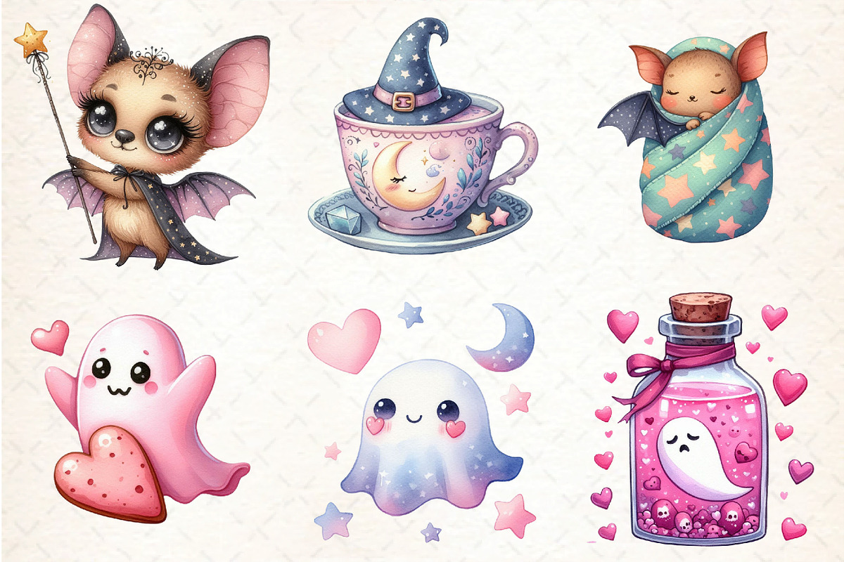 Dreamy Cute Halloween Clipart, an Illustration by DreamCafeArt (Photo 2 of 5)