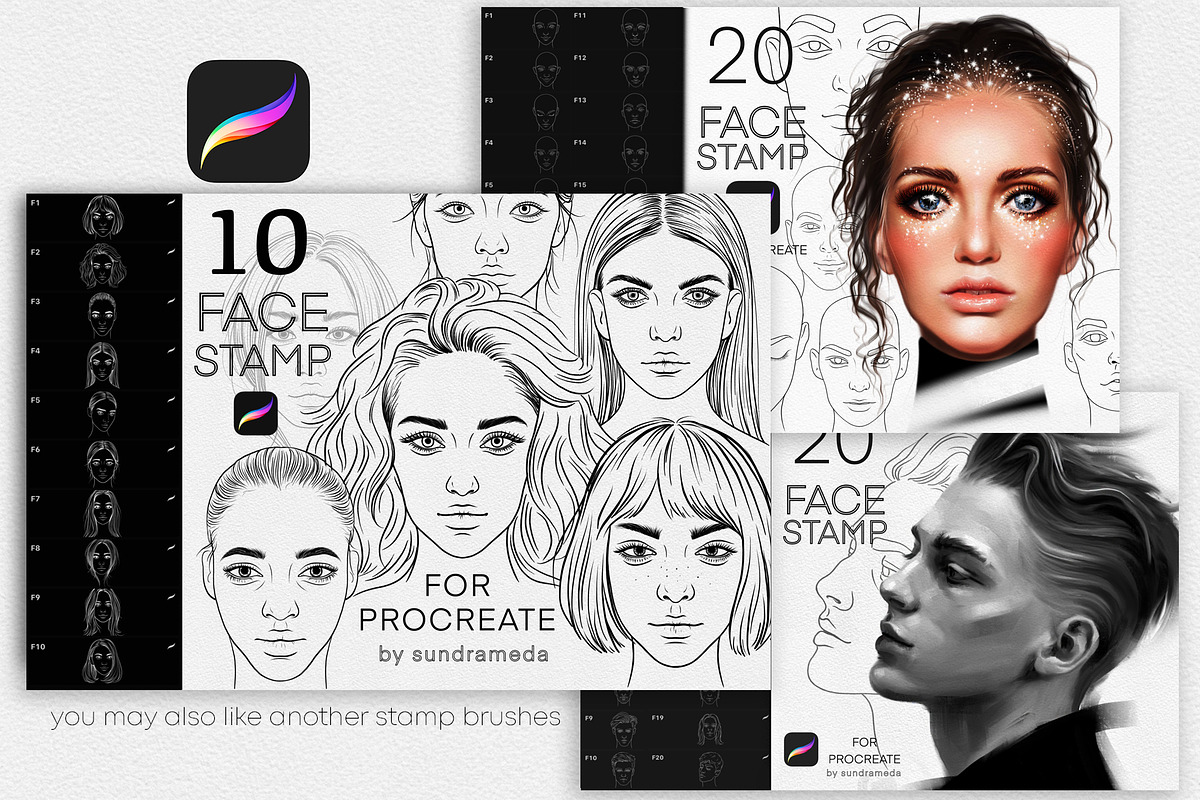 Procreate Brows Stamp brushes Makeup, a Brush Add-On by sundrameda (Photo 3 of 5)