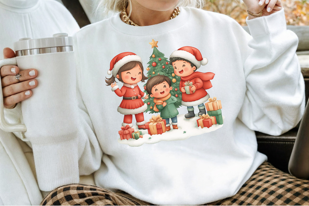 Christmas Kids Watercolor Clipart, an Illustration by Sublimation Artist (Photo 4 of 6)