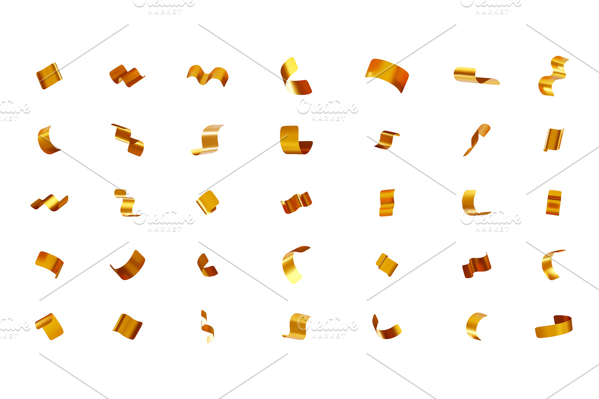 3D Many golden confetti pieces, an Object Illustration by Abscent