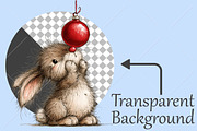 Whimsical Christmas Bunny Clipart, a Seasonal Illustration by Canvas Craft (Thumbnail 2 of 10)
