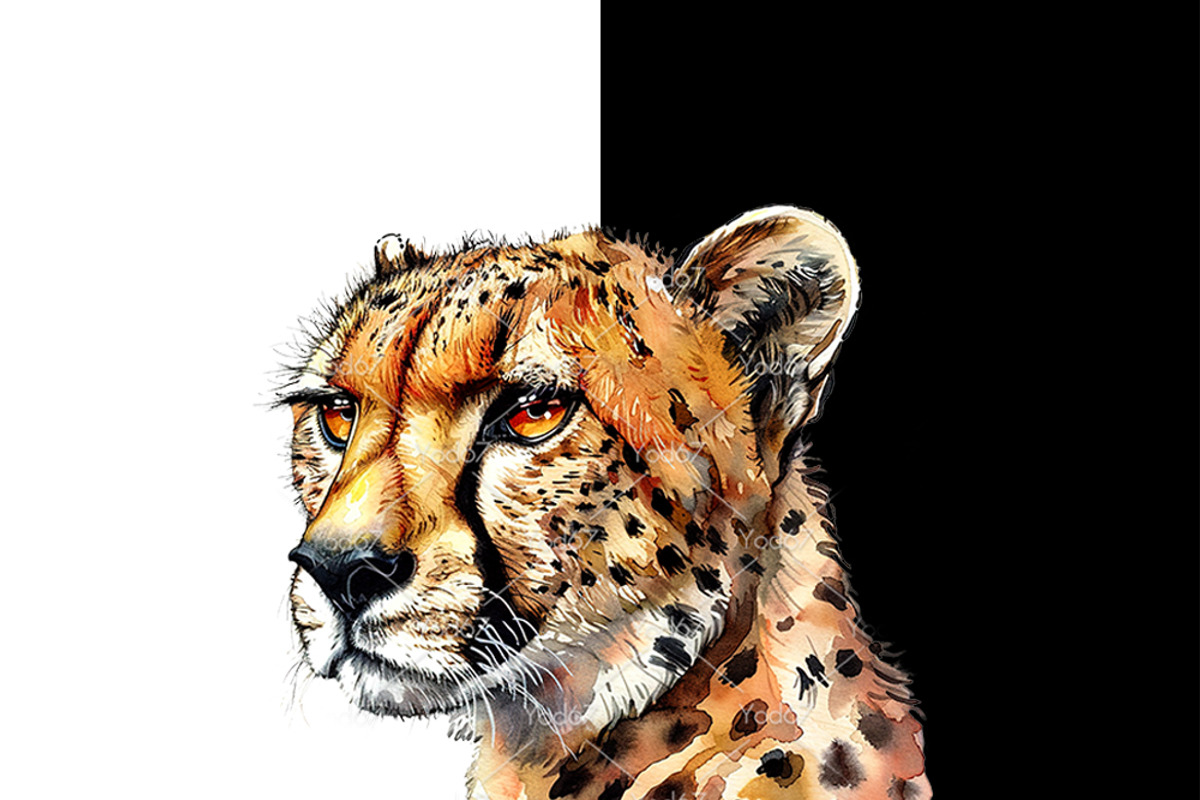 Watercolor of a cheetah head., an Animal Illustration by yod67 (Photo 2 of 2)