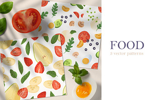 Healthy fresh food seamless patterns, a Pattern Graphic by Good Studio