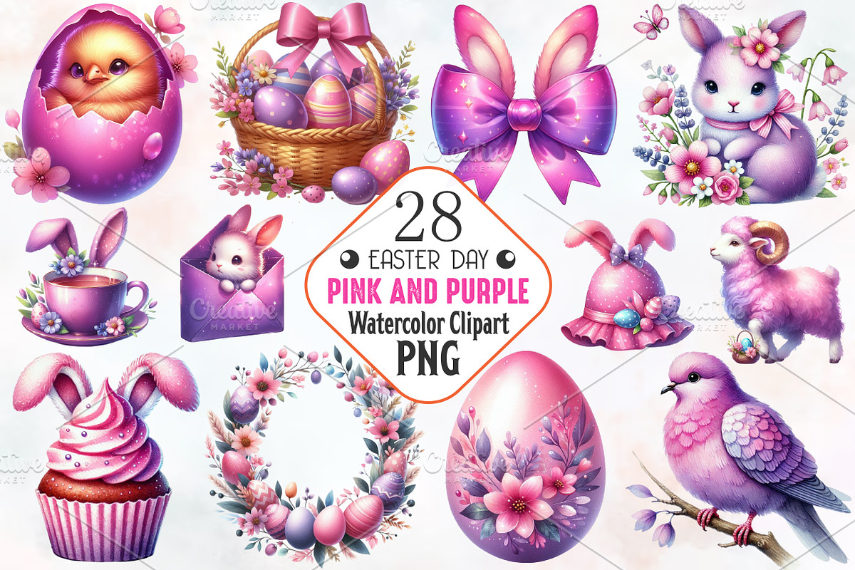 Pink & purple Easter sublimation, an Illustration by RobertsArt (Photo 1 of 7)