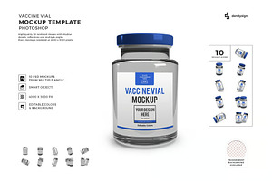 Vaccine Vial Mockup Template Set, a Packaging Mockup by DesignRushMarket