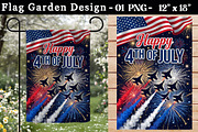 Happy 4th of July Garden Flag Design, a Seasonal Illustration by Rose Art (Thumbnail 1 of 3)