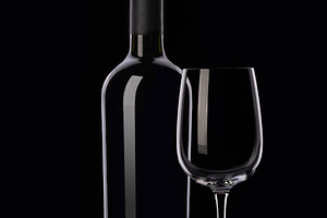 Red wine bottle and glass containing bottle, glass, and red, a Food & Drink Photo by Alexander Novikov
