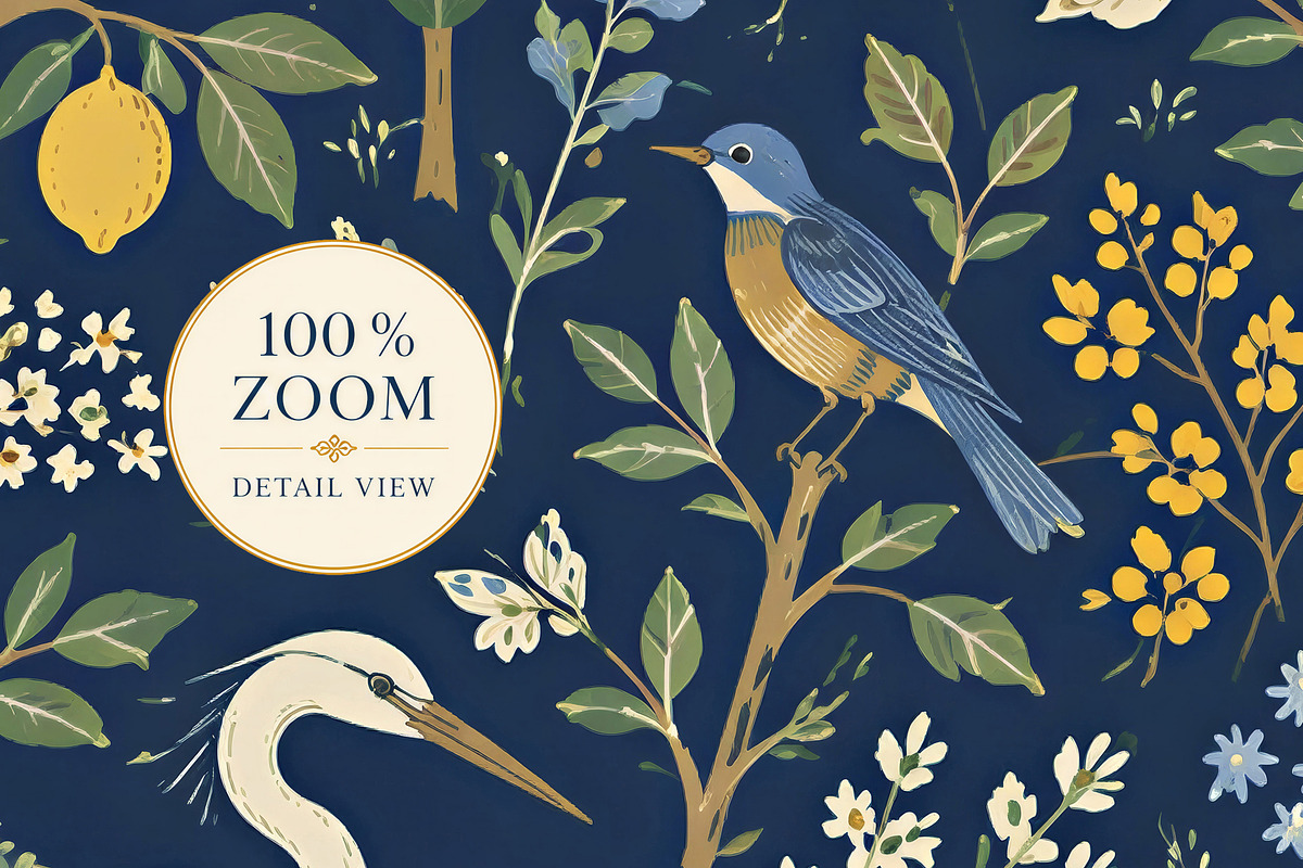 Midnight Heron | Botanical Wallpaper, a Wallpaper Graphic by by creative paper (Photo 3 of 15)