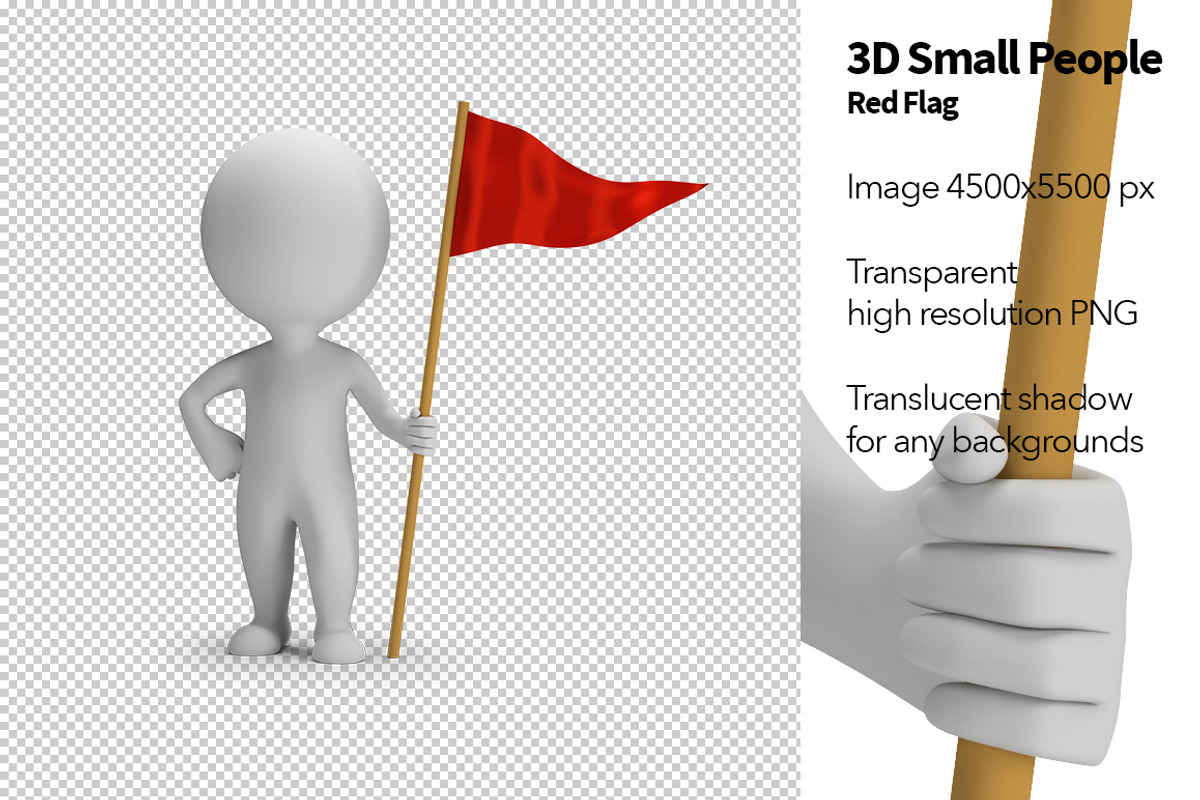 3D Small People - Red Flag, an Object Illustration by Anatoly Maslennikov