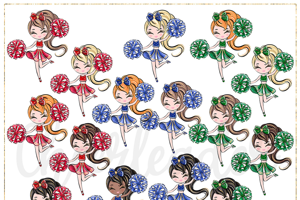 Cheerleader Hand Drawn Clipart, a Sport Illustration by Masha  Studio (Photo 3 of 12)