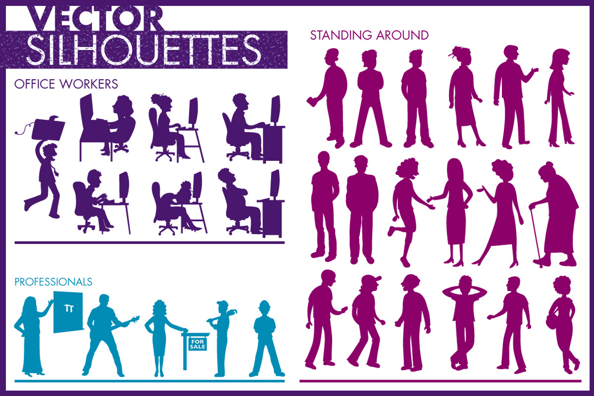 Vector Silhouettes of People & 1 Cat, a Person Illustration by edfredned (Photo 1 of 3)