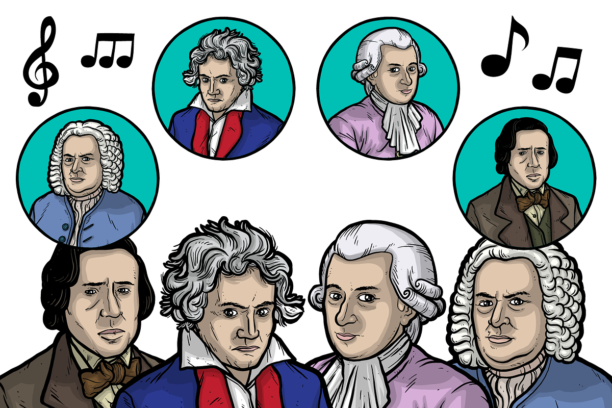 Musical Figures (Famous Composers), an Illustration by Vectory by BSC (Photo 2 of 3)