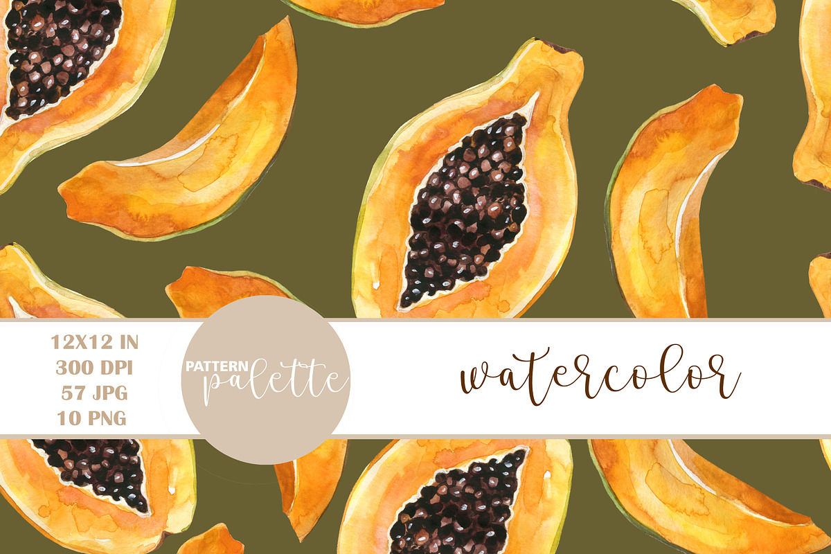 Watercolor Exotic Fruits Patterns, a Pattern Graphic by PatternPalette (Photo 8 of 15)