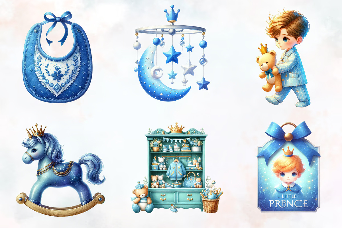 Little Prince Blue Baby Nursery Png, an Illustration by RobertsArt (Photo 6 of 8)