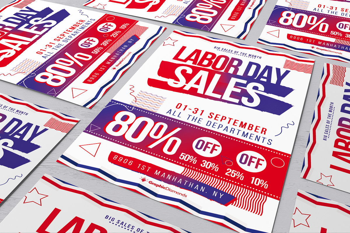 Labor Day Sale Flyer + Ad Banner Se, a Flyer Template by GraphicDiamonds (Photo 3 of 7)