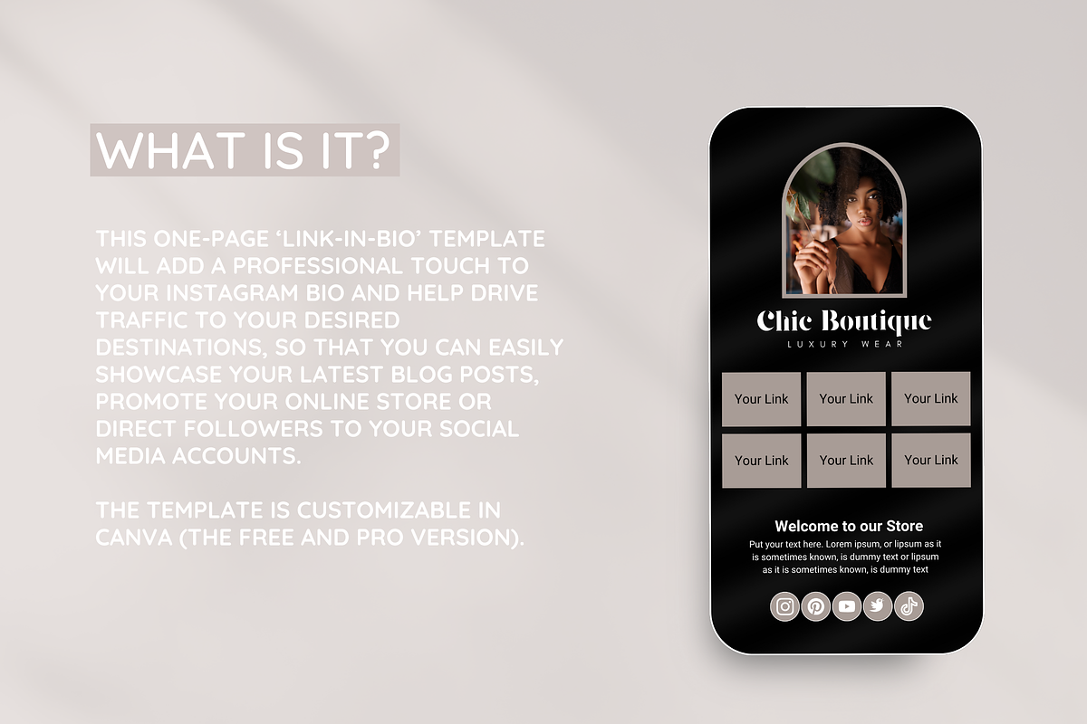 Black Link in Bio, a Landing Page Template by SunshineStudioBoutique (Photo 2 of 9)