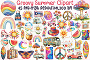 Groovy Summer Sublimation Clipart, an Illustration by Sublimation Artist (Thumbnail 1 of 6)