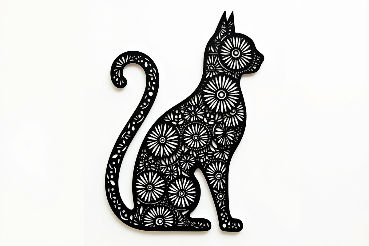 Ornate Cat Mandala Silhouette Design, an Illustration by Creativeshirt (Photo 11 of 13)