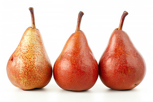 Red pears isolated on white background, a Food & Drink Photo by AlyaAnd