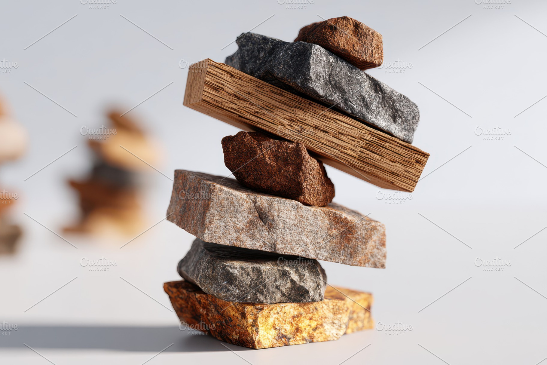 Balanced stack of flat stones, an Abstract Photo by AlyaAnd