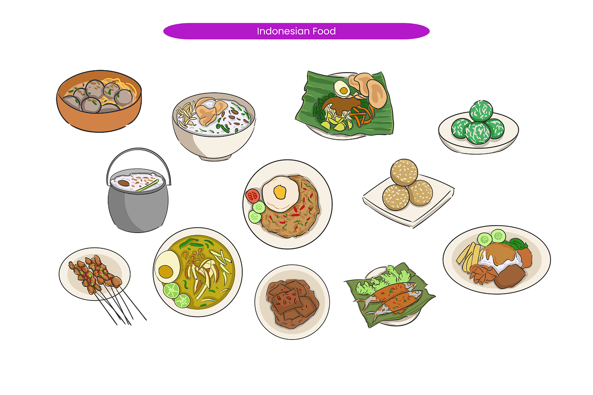 Hand Drawn Indonesian Food, a Food Illustration by Creathub Studio (Photo 1 of 3)