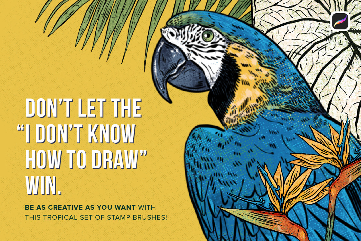 Tropical Stamp Brushes for Procreate, a Brush Add-On by Riveros Illustration (Photo 10 of 14)