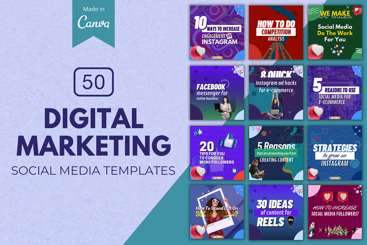 4 in 1 Digital Marketing CanvaBundle, a Social Media Template by Canvagator (Photo 4 of 9)