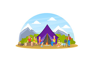 People Camping and Hiking on Nature, a Sport Illustration by TopVectors
