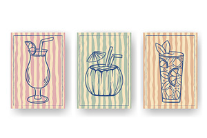 Summer posters with cocktails