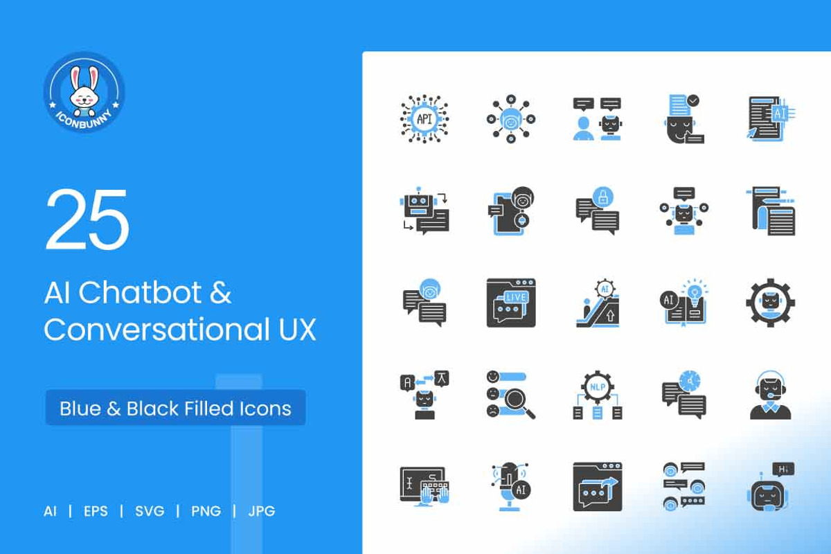 AI Chatbot & Conversational UX Icons, a Solid Icon by IconBunny (Photo 1 of 2)
