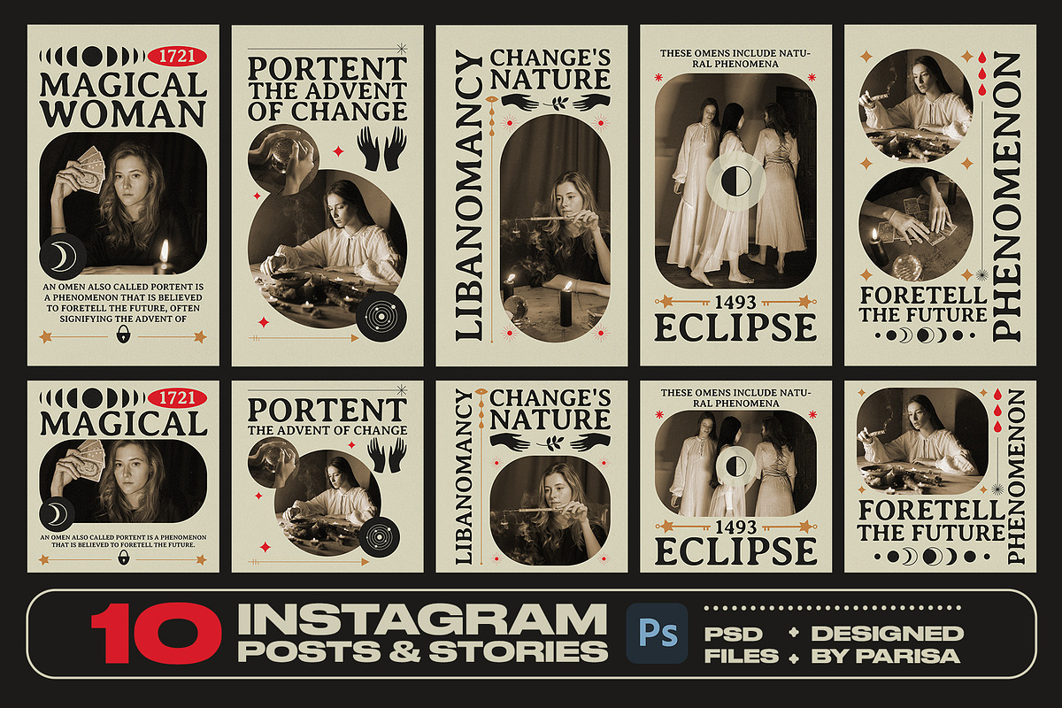 10 Tarot Style Instagram Pack, a Social Media Template by Parisa-Artstudio (Photo 1 of 4)