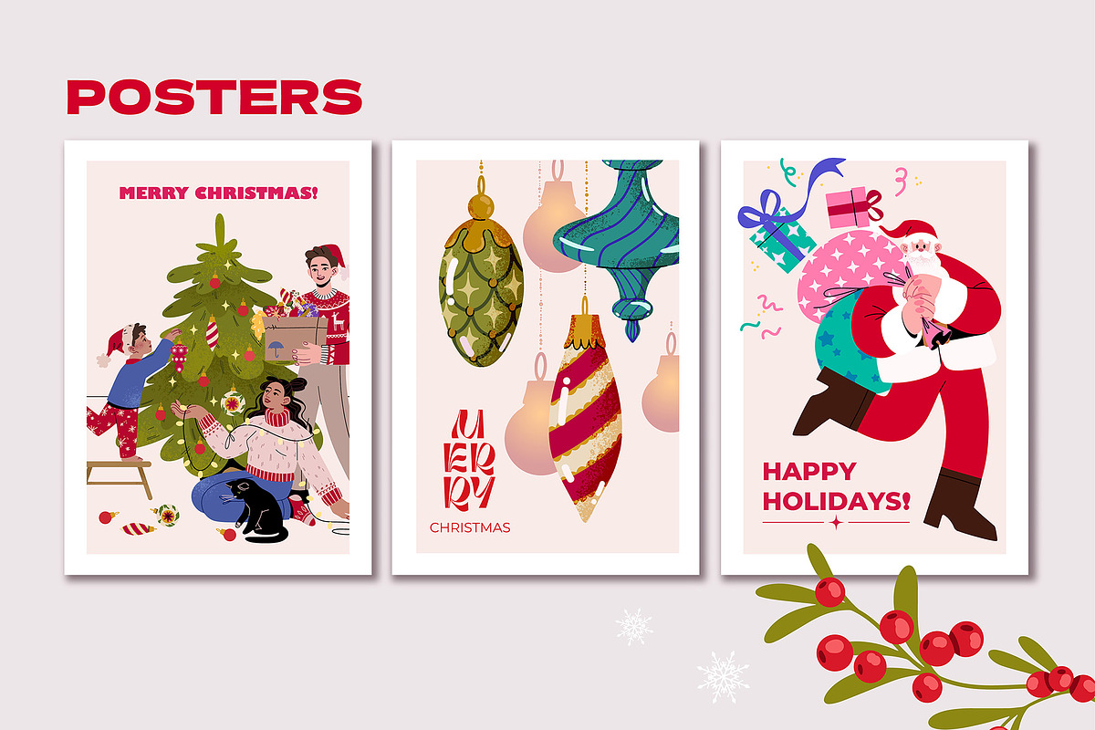 Merry Christmas clipart + patterns, a Seasonal Illustration by UnaAnya (Photo 6 of 8)