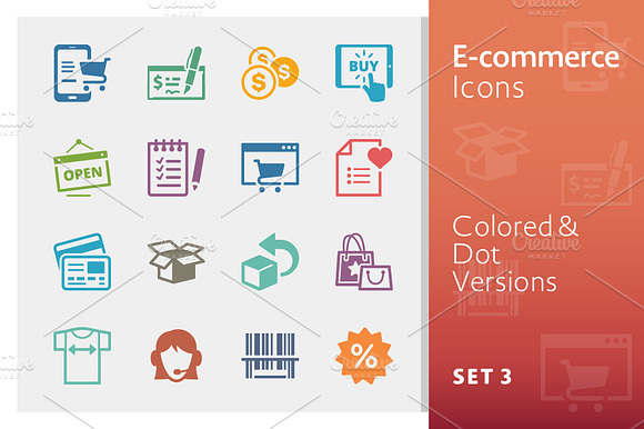 E Commerce Icons Set 3 Colored
