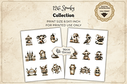 Cute Spooky Halloween Fussy, a Seasonal Illustration by Print Haven Mochi Vintage (Thumbnail 2 of 6)