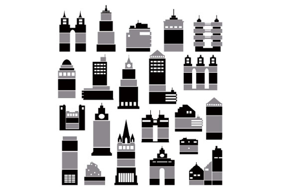 Set of urban buildings preview 3