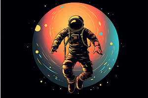 Astronaut In Space Suit Floating In